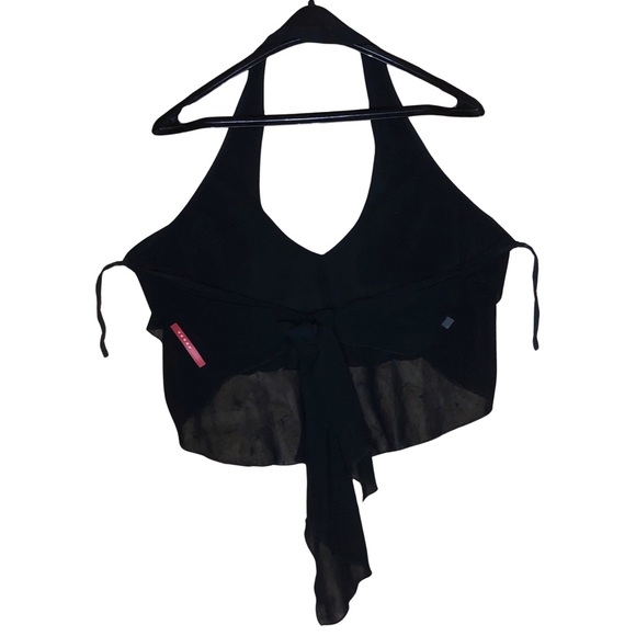 PRADA Black Halter Crop Top | Open Back Tie | Made in Italy | Vintage Minimalist - Picture 4 of 6